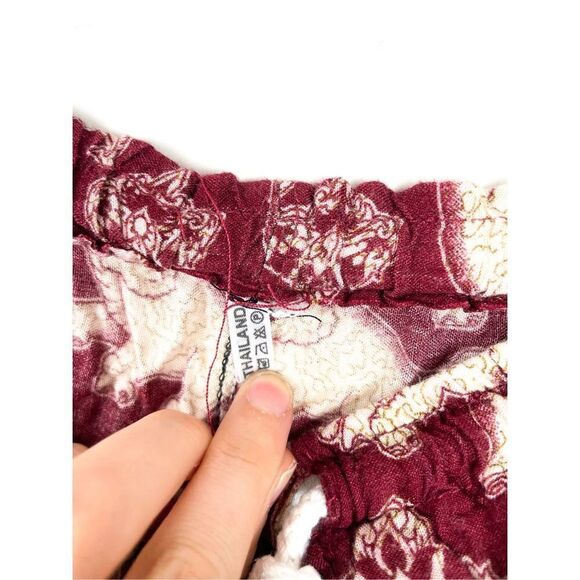 Thailand Elephant Print Red Cotton Harem Pants‎ - Picture 3 of 6